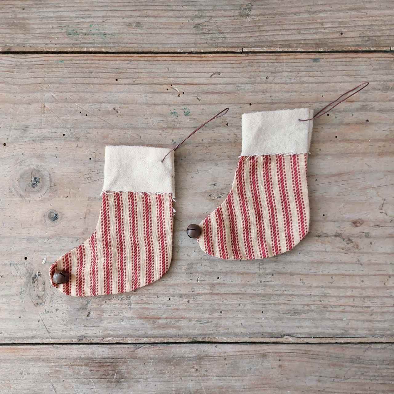 Ticking Stripe Christmas Stocking Decoration