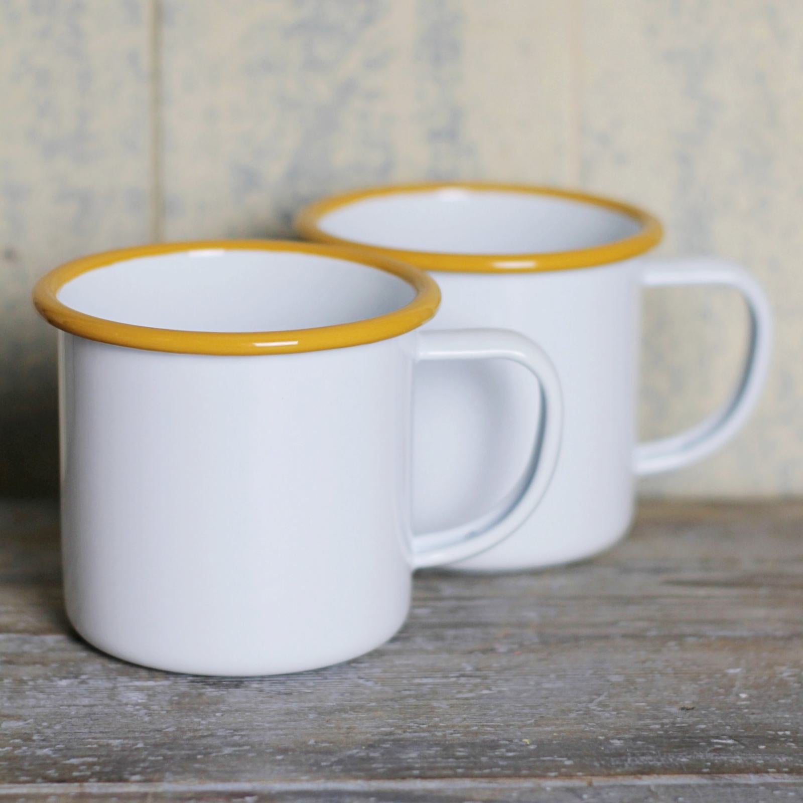 Classic Enamel Mug - Mustard Rim