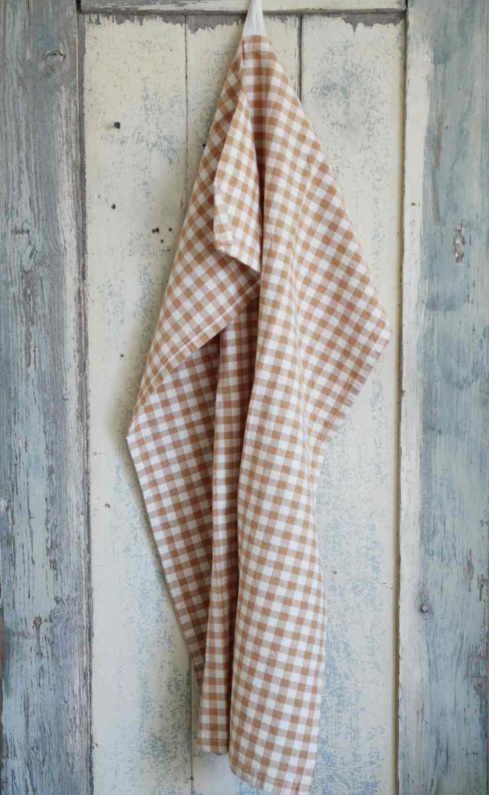 Mustard Gingham Cotton Tea Towel