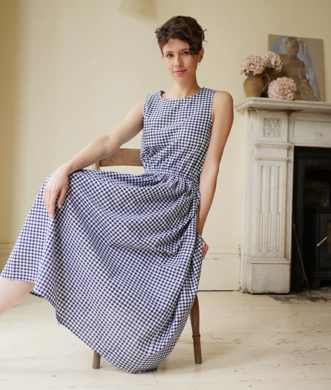 Gingham Sun Dress - Navy