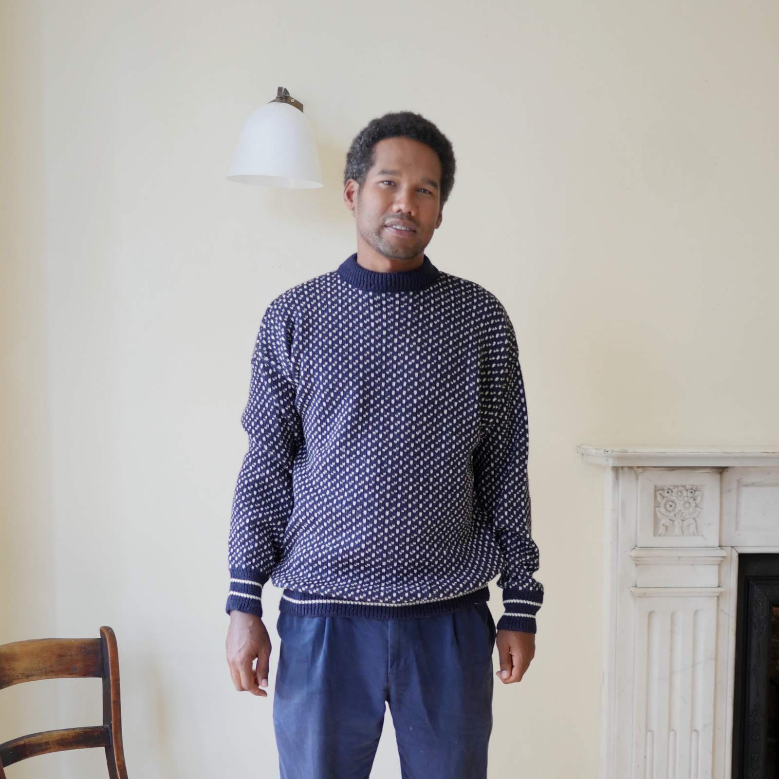 Traditional Nordic Wool Jumper Navy