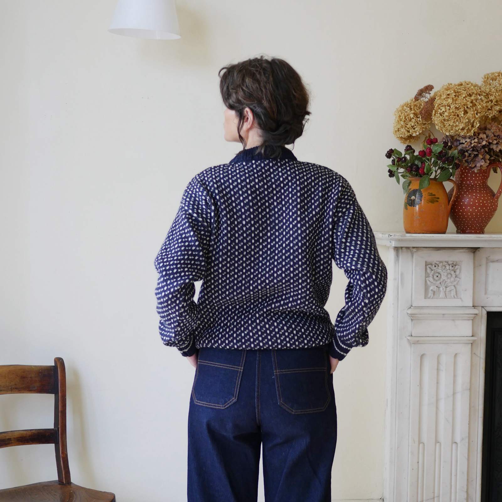 Traditional Nordic Wool Jumper Navy