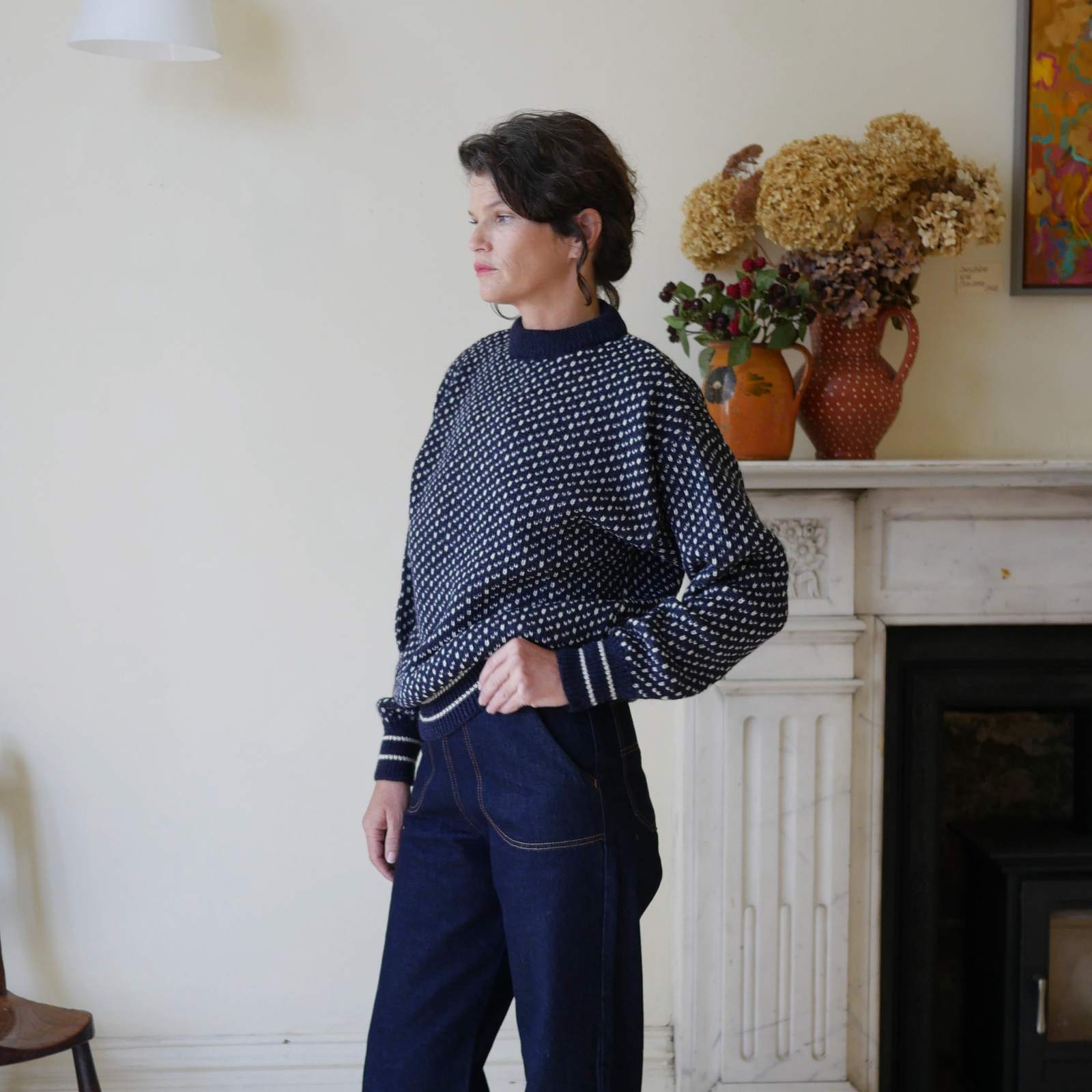 Traditional Nordic Wool Jumper Navy