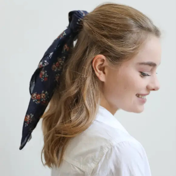 Classic square cotton head scarf