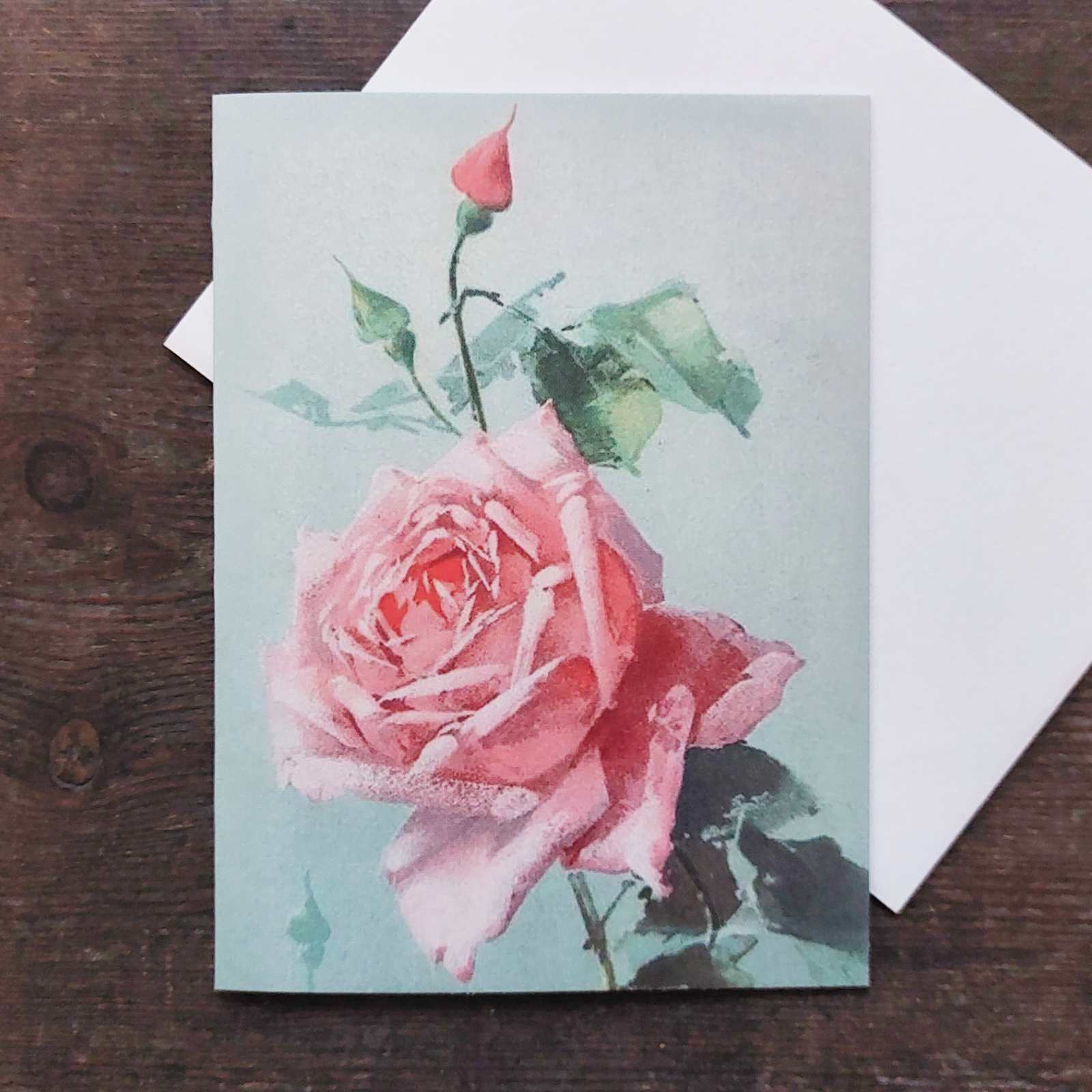 Pink Rose - Petite Vintage Greeting Card