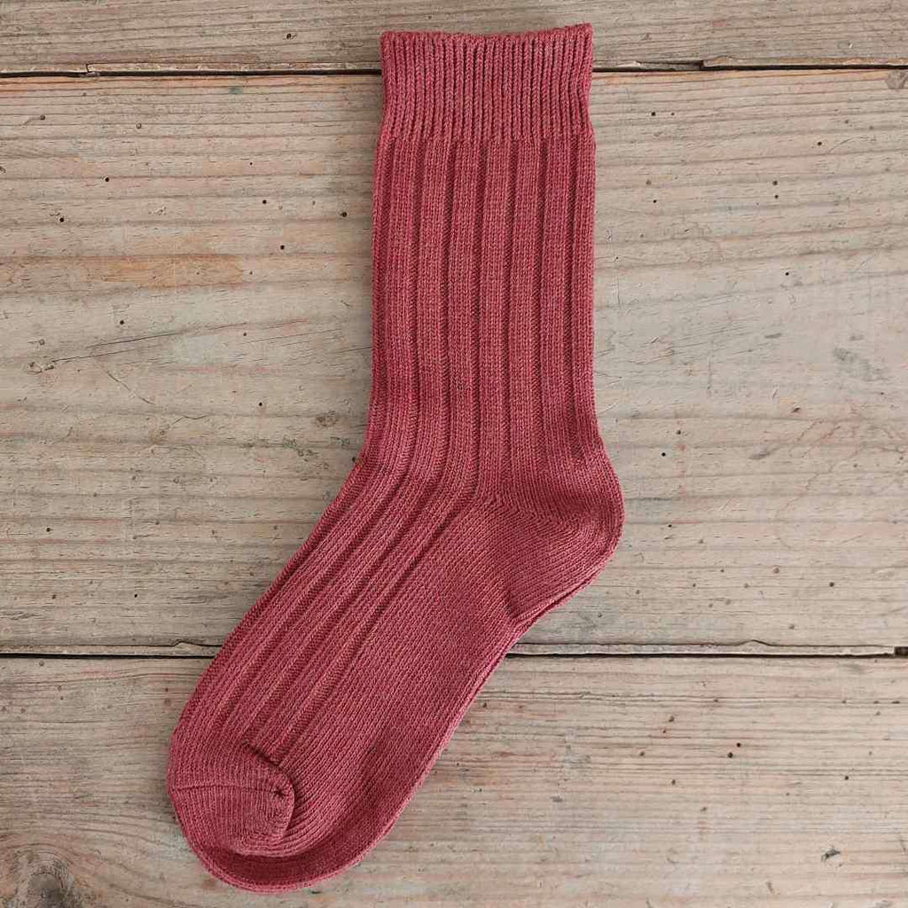 Rust Women's Plain Ribbed Socks