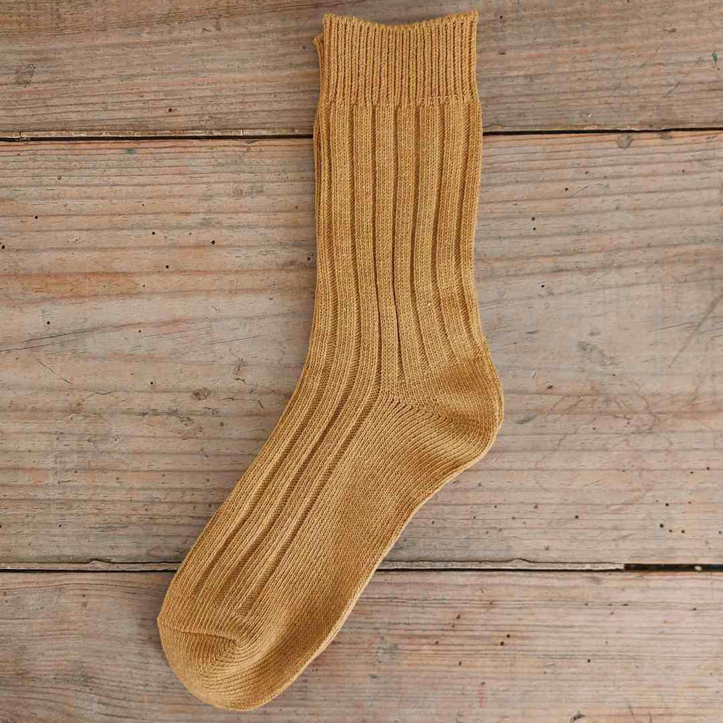 Mustard Women's Plain Ribbed Socks