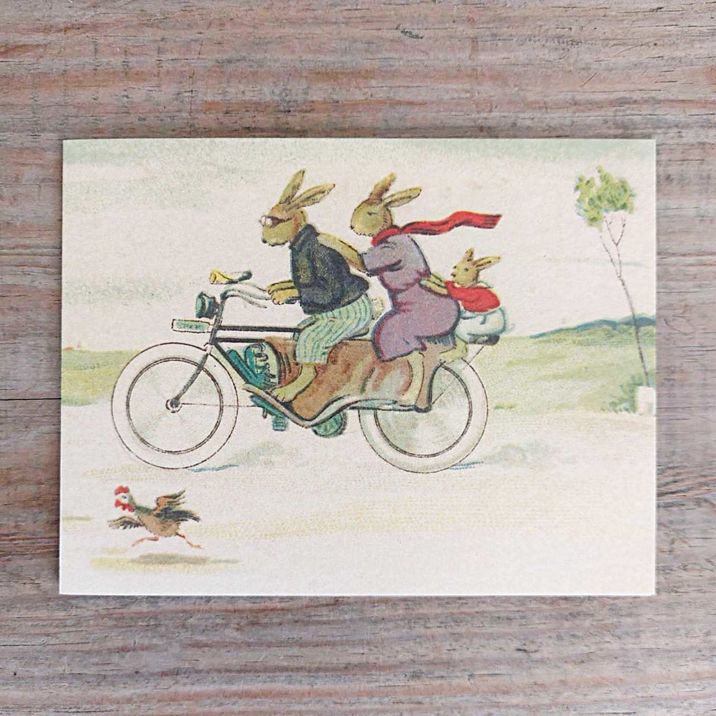 Bunny Family on a Bicycle - Petite Greeting Card