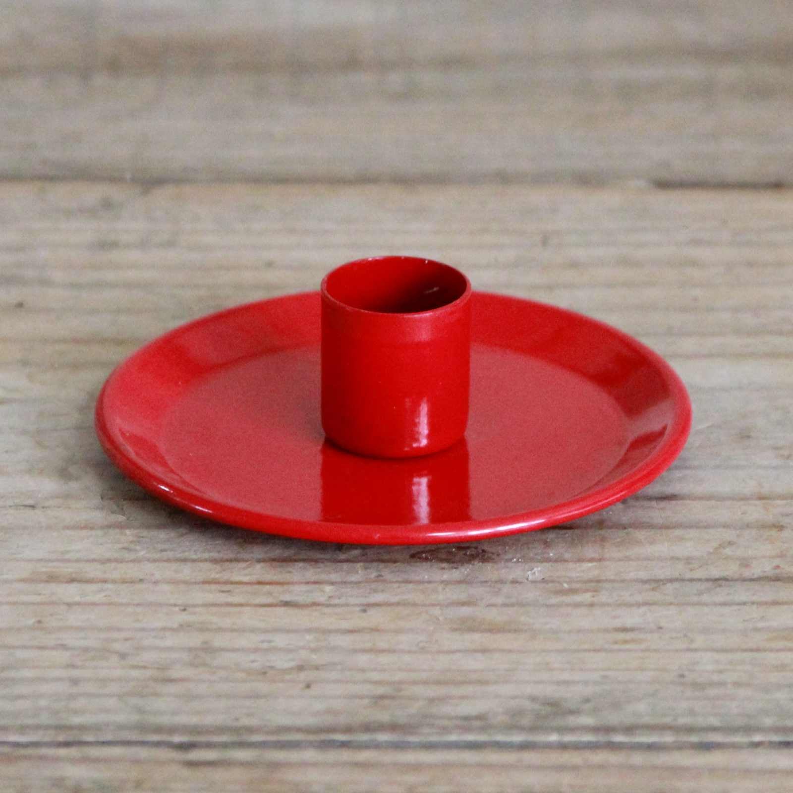 Dinner Candle Holder - Red Enamel