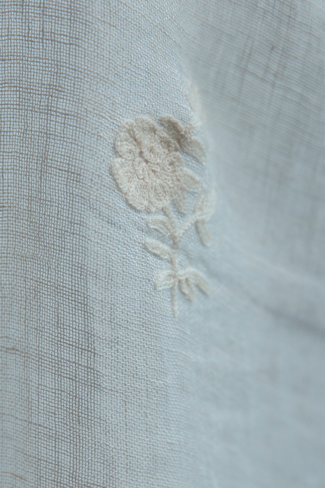 Embroidered Linen Curtain Panel - Rose