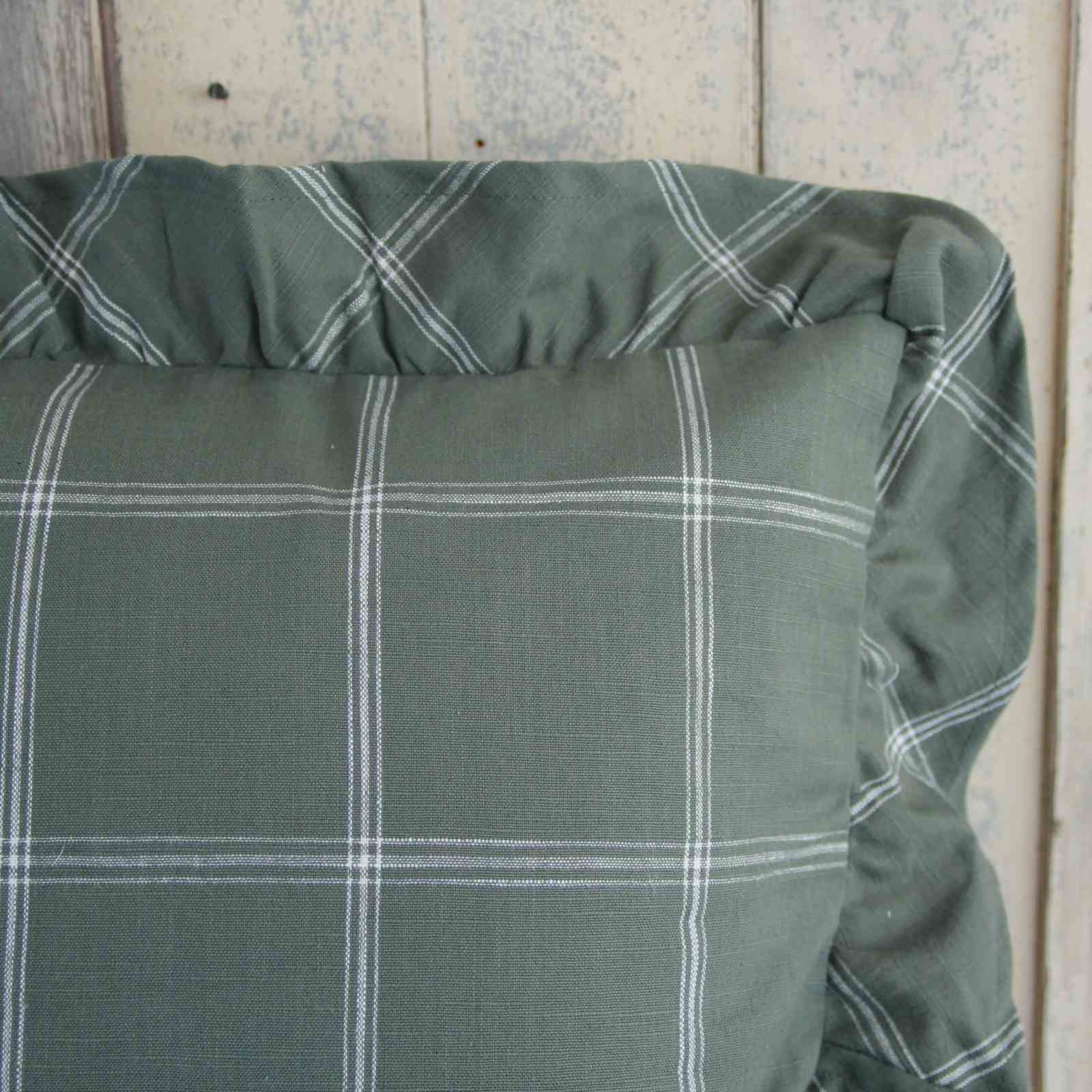 Check Cushion with Frill - Rosemary