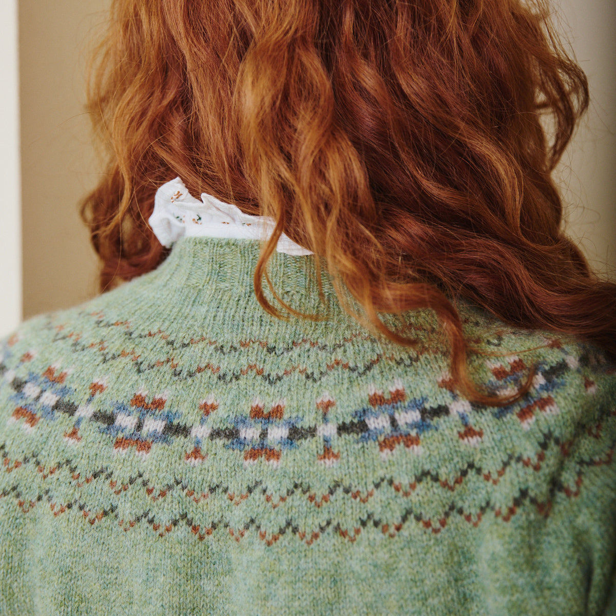 Fair Isle Crew Neck Jumper - Apple Green