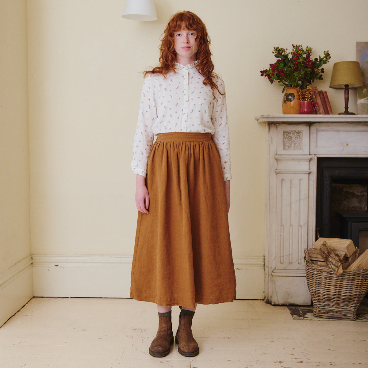 High Waisted Linen Skirt - Sienna