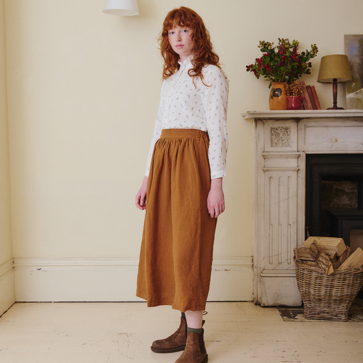 High Waisted Linen Skirt - Sienna