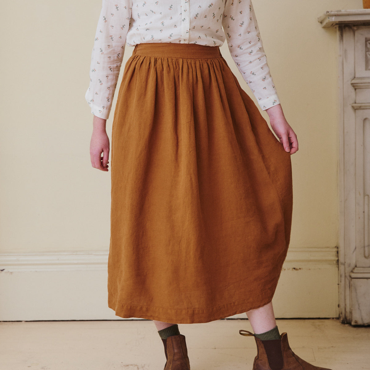 High Waisted Linen Skirt - Sienna