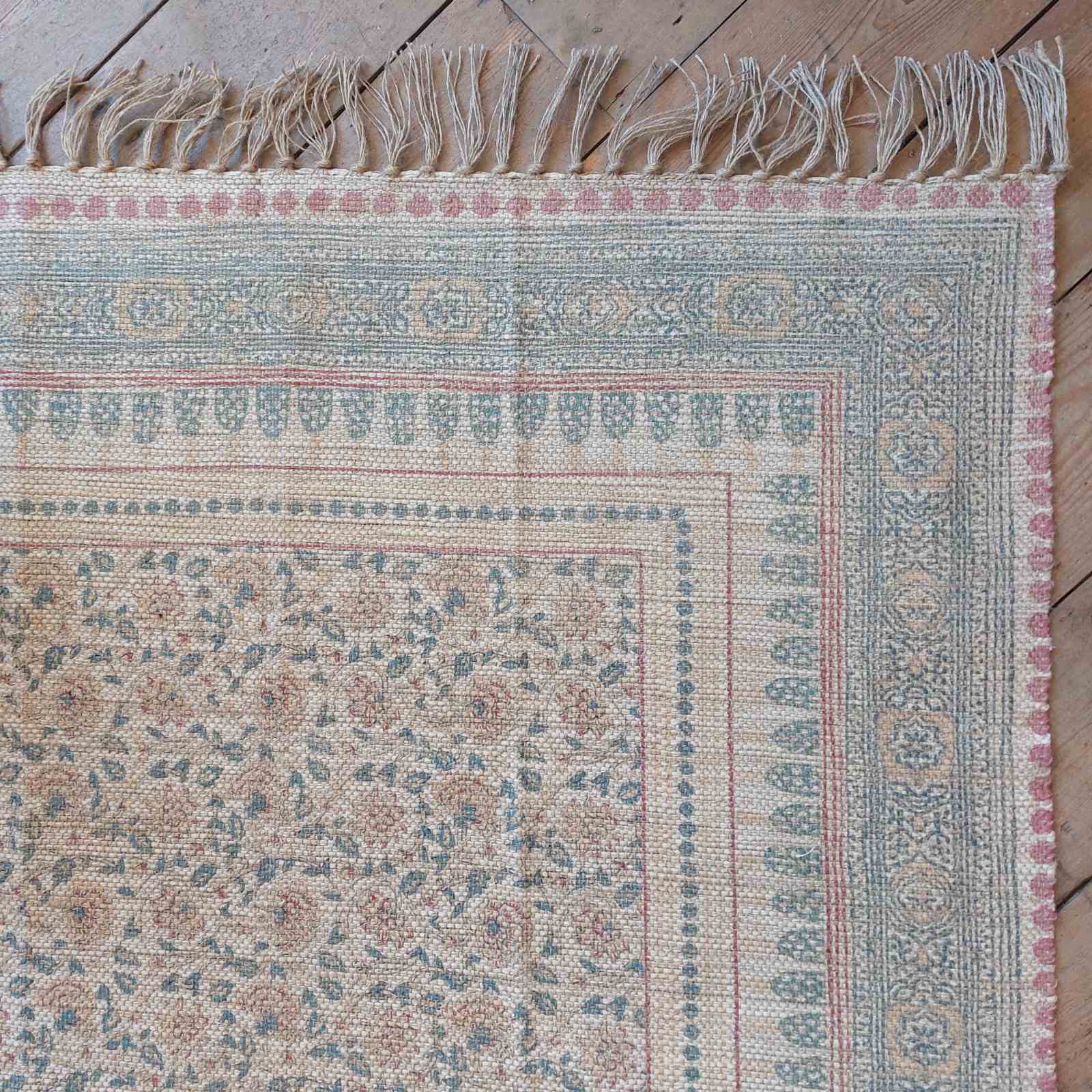 Handwoven Rug, Sage and Rose