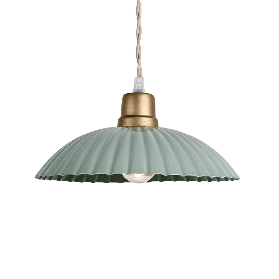 Sage Enamel Scallop Pendant Light - Large