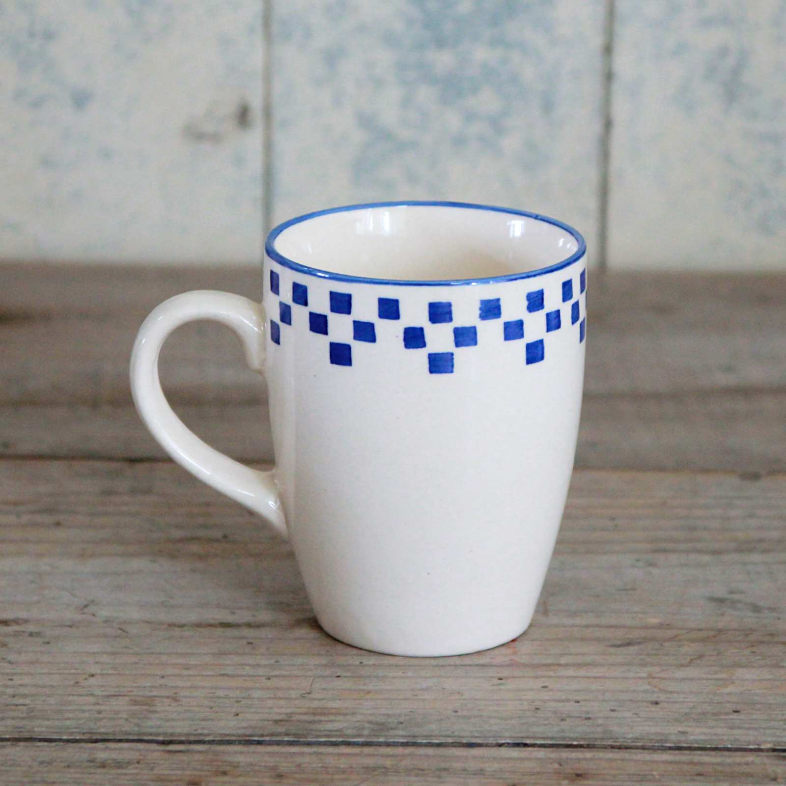 Stencil Mug - Blue Check