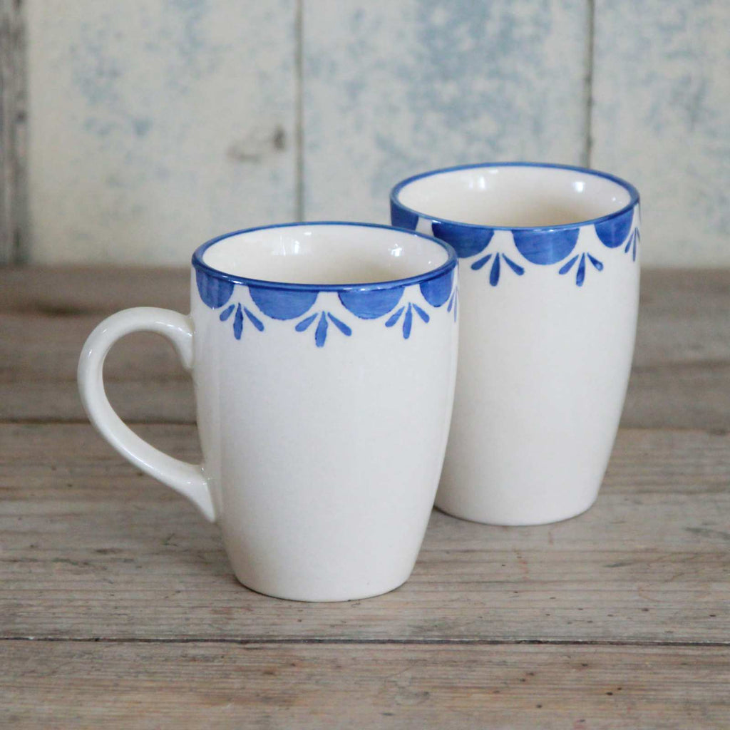 Stencil Mugs - Blue Flower