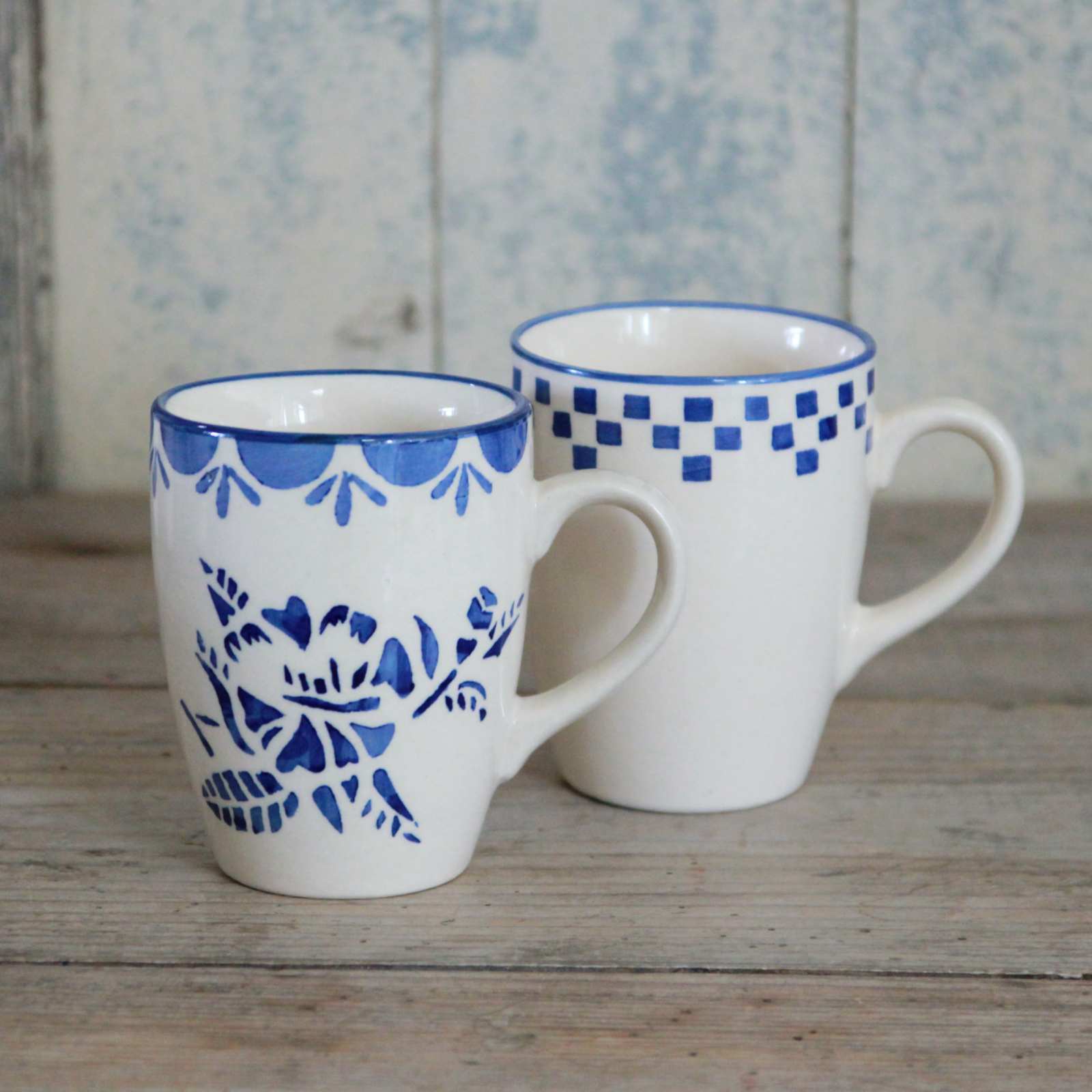 Stencil Mug - Blue Flower