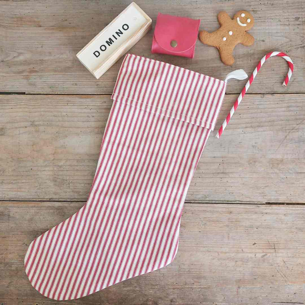 Traditional Christmas Stocking Ticking Stripe