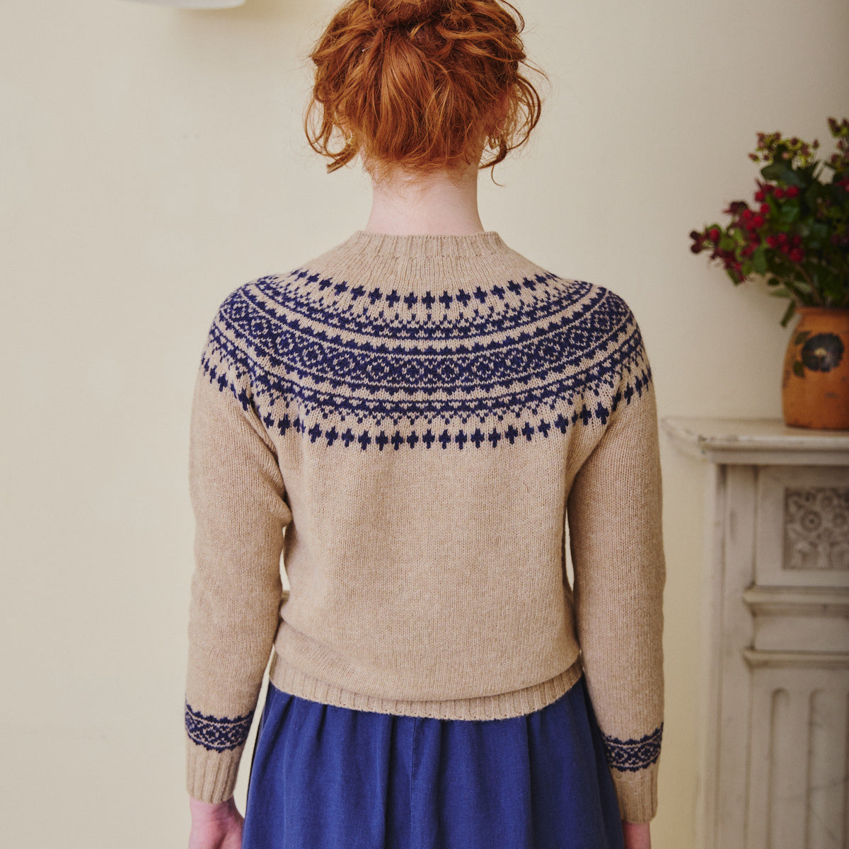 Classic Fair Isle Jumper - Pebble & Navy