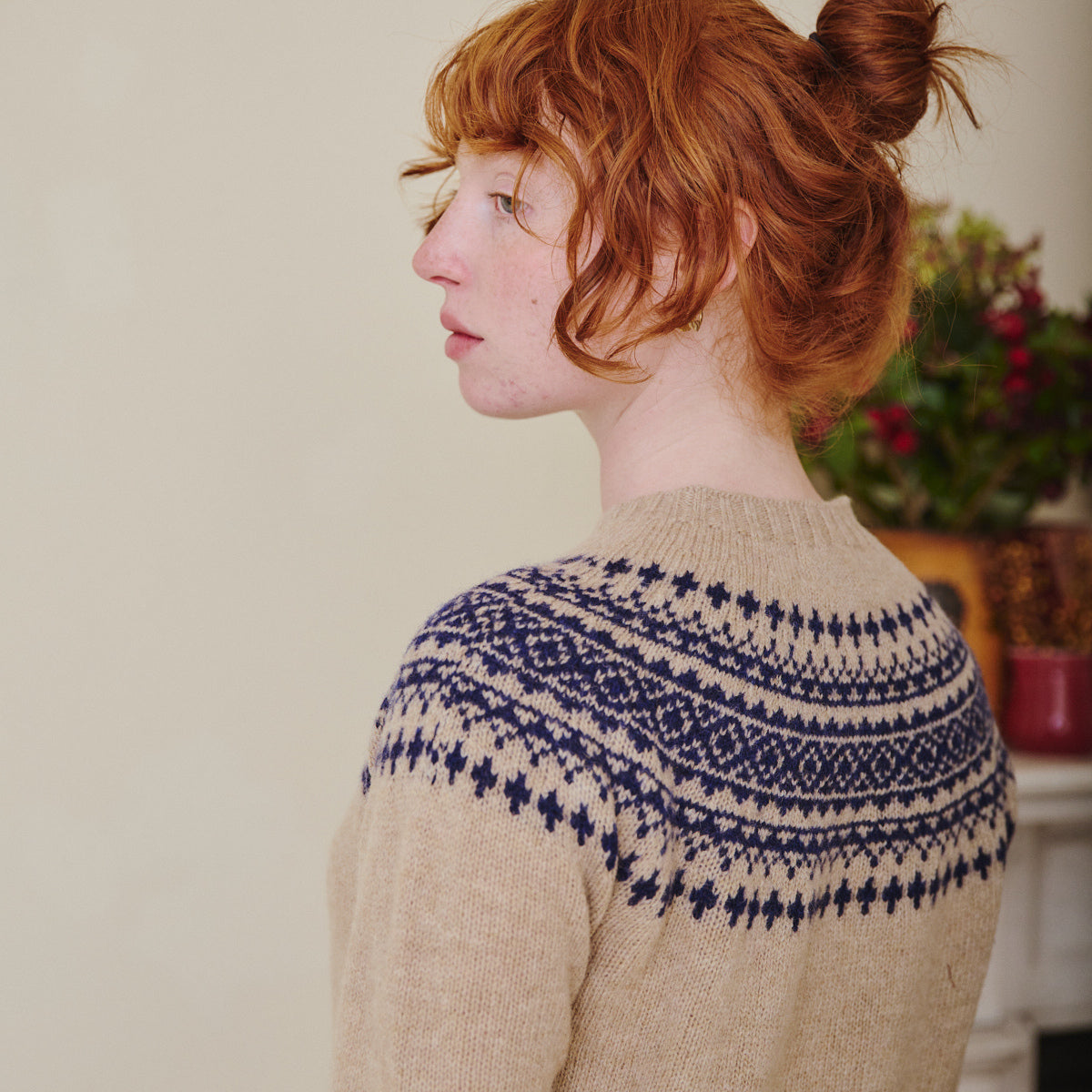 Classic Fair Isle Jumper - Pebble & Navy