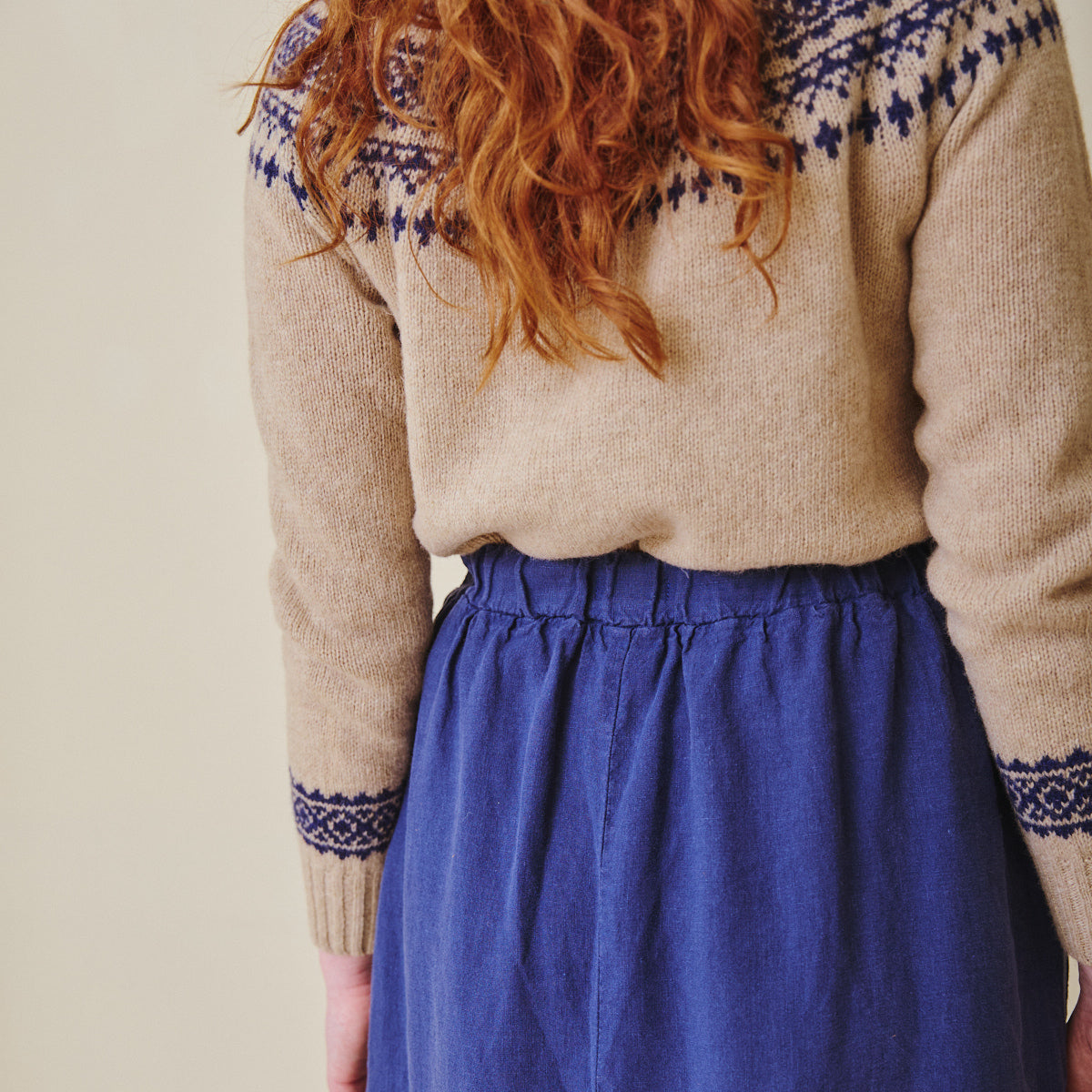 High Waisted Linen Skirt - Navy