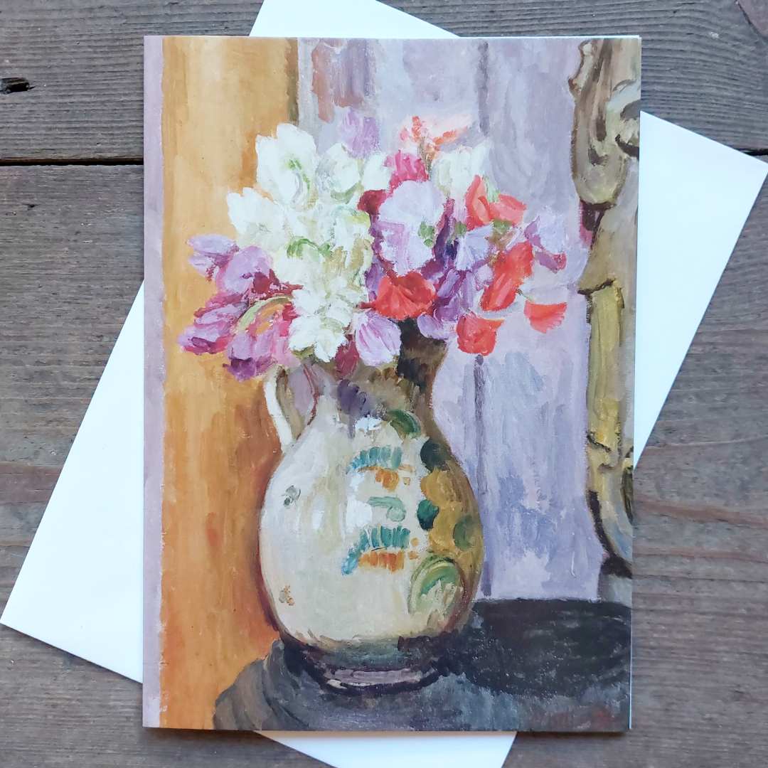 Vintage Greeting Card - Sweet Peas in a Jug by Vanessa Bell