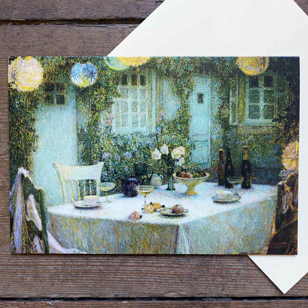 Table with Lanterns - Vintage Greeting Card