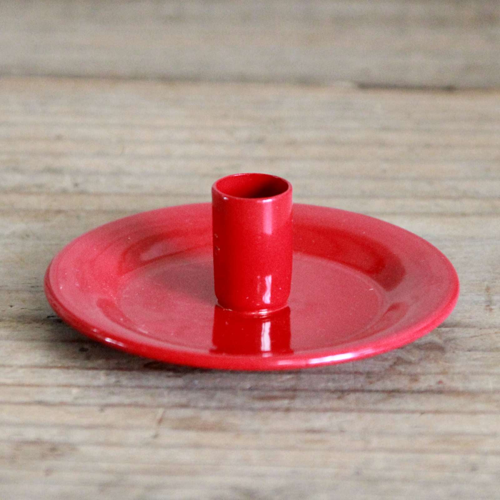 Taper Candle Holder - Red Enamel