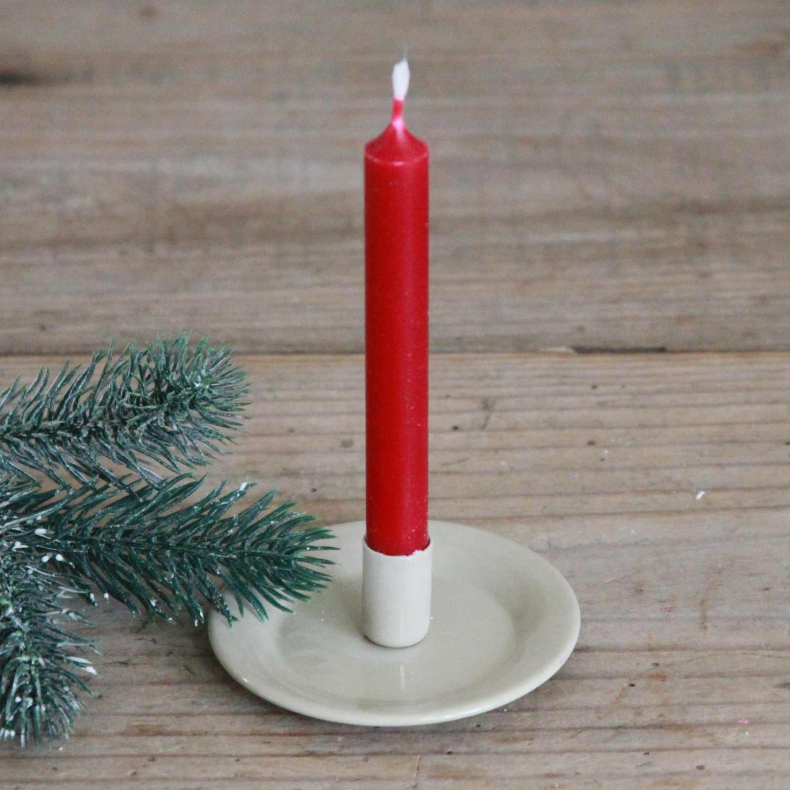 Taper Candle Holder - Antique Cream Enamel