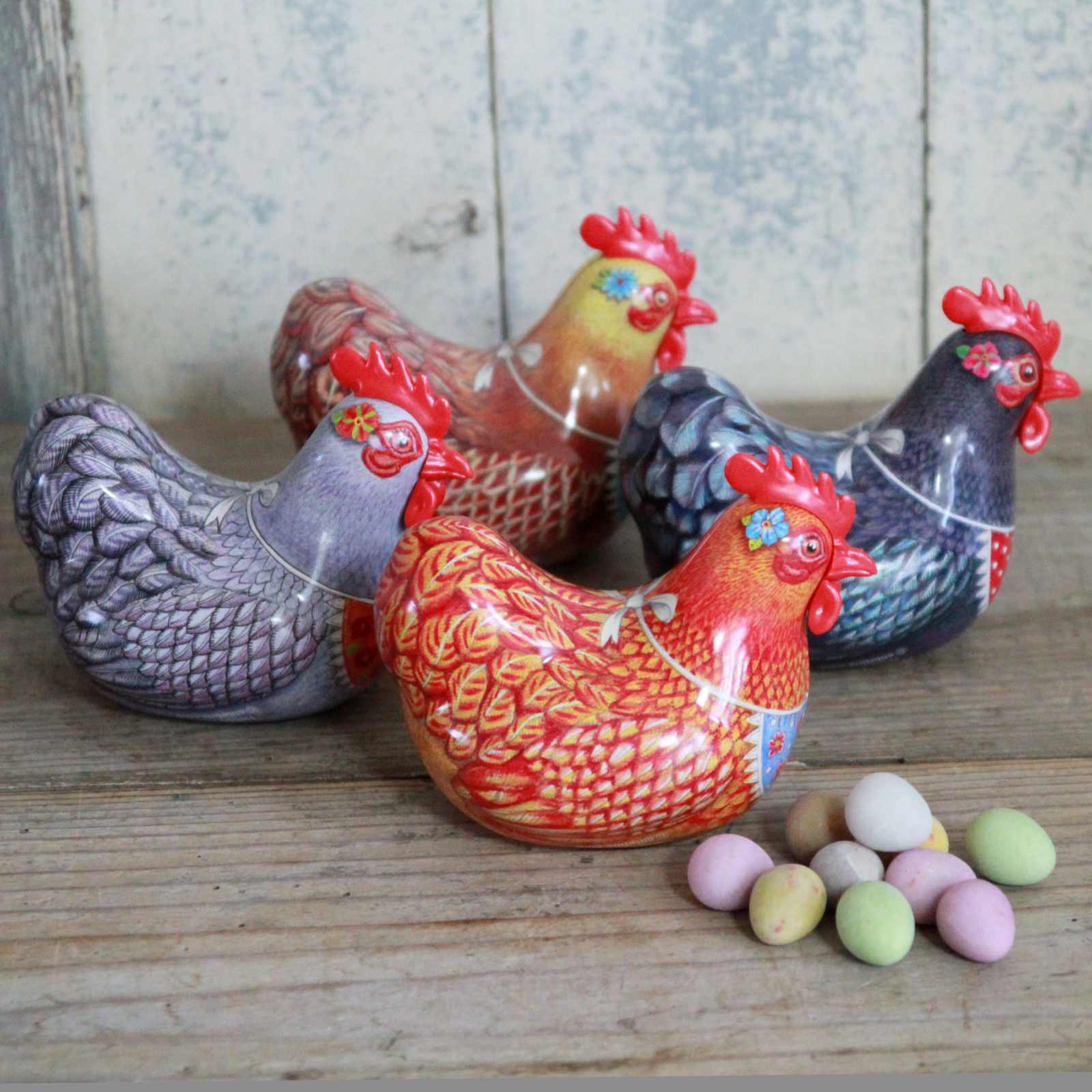 Easter Hen Tin with Chocolate Eggs