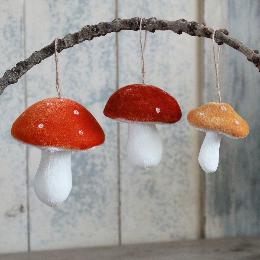 Hanging Velvet Toadstool Decoration