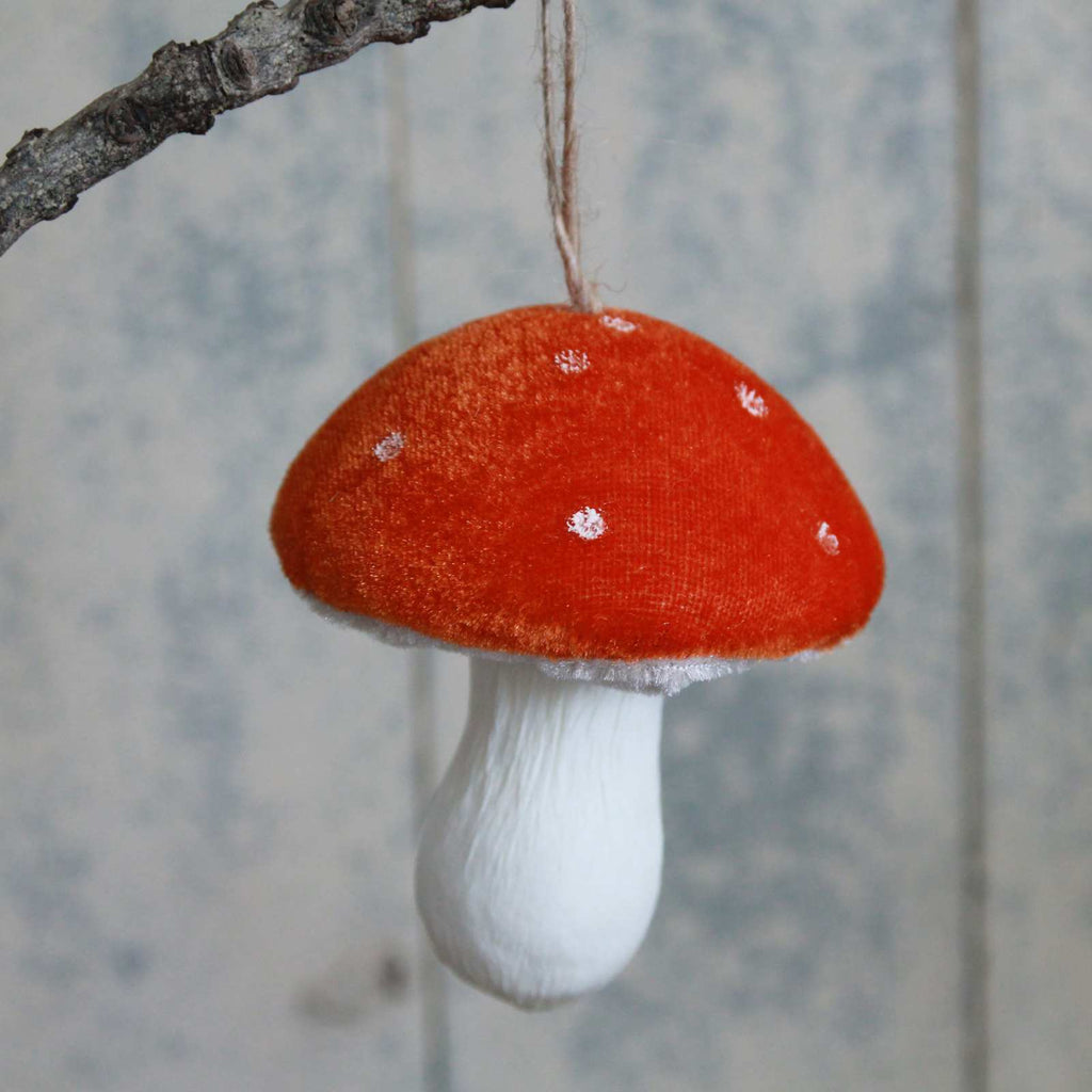 Hanging Velvet Toadstool Decoration