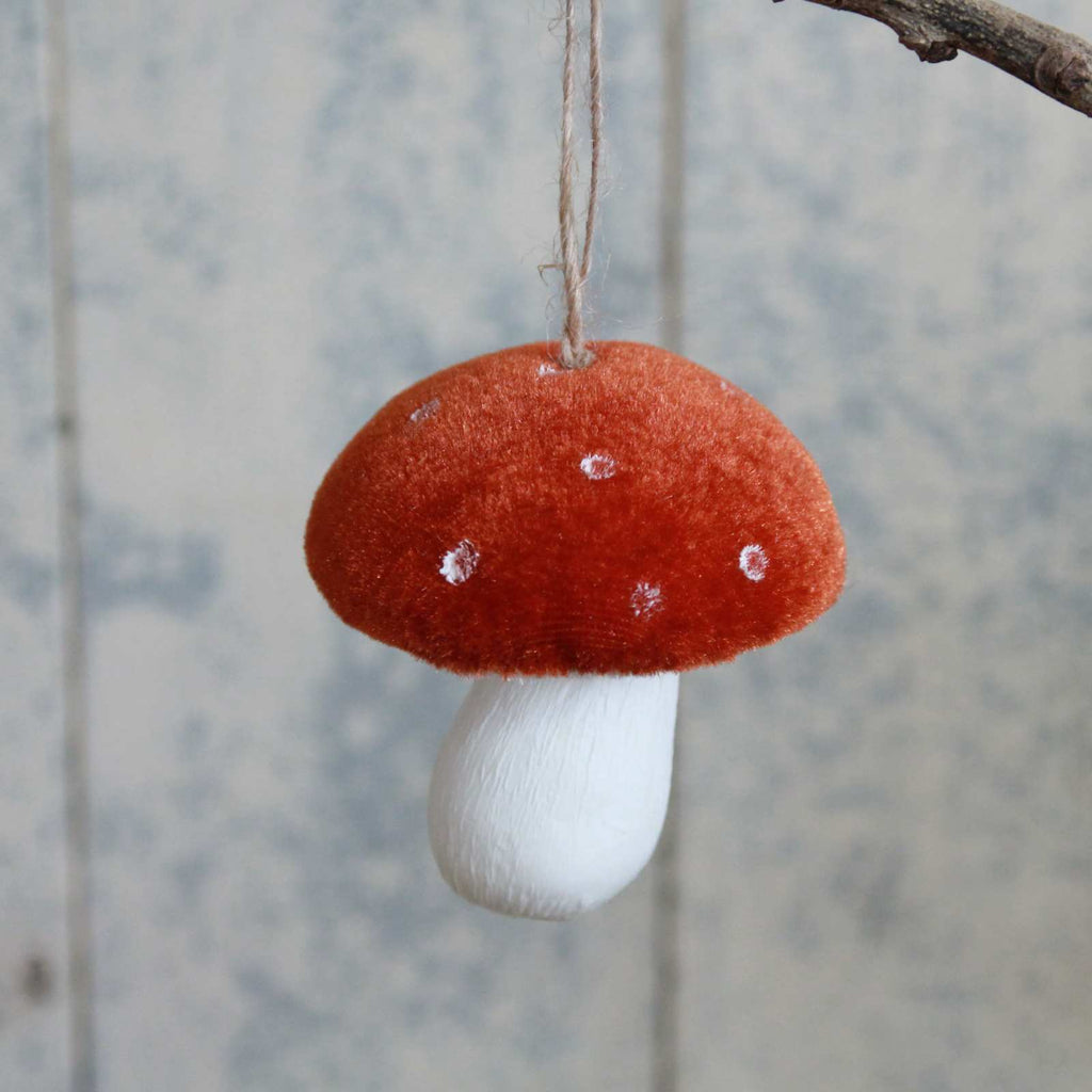 Hanging Velvet Toadstool Decoration