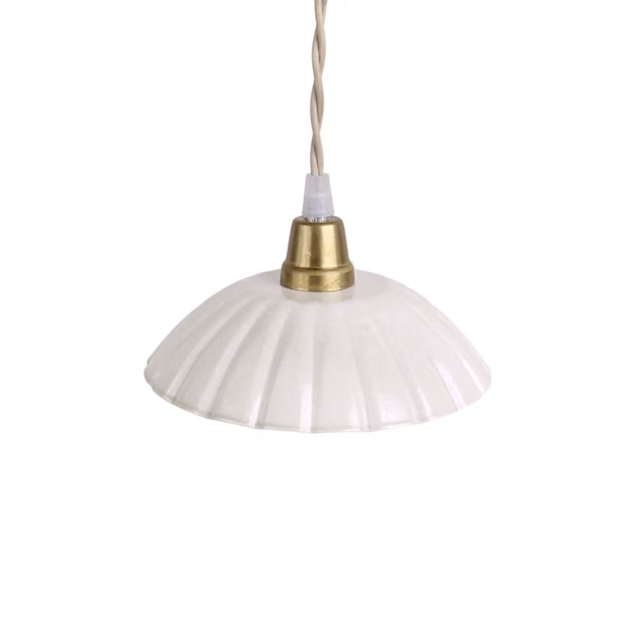 White Enamel Scallop Pendant Light - Small