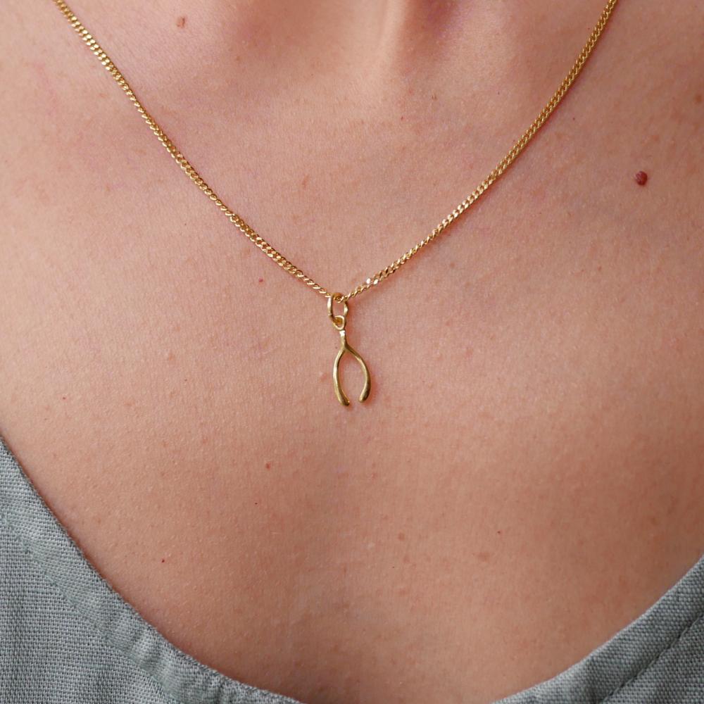 Wishbone Gold Plated Pendant