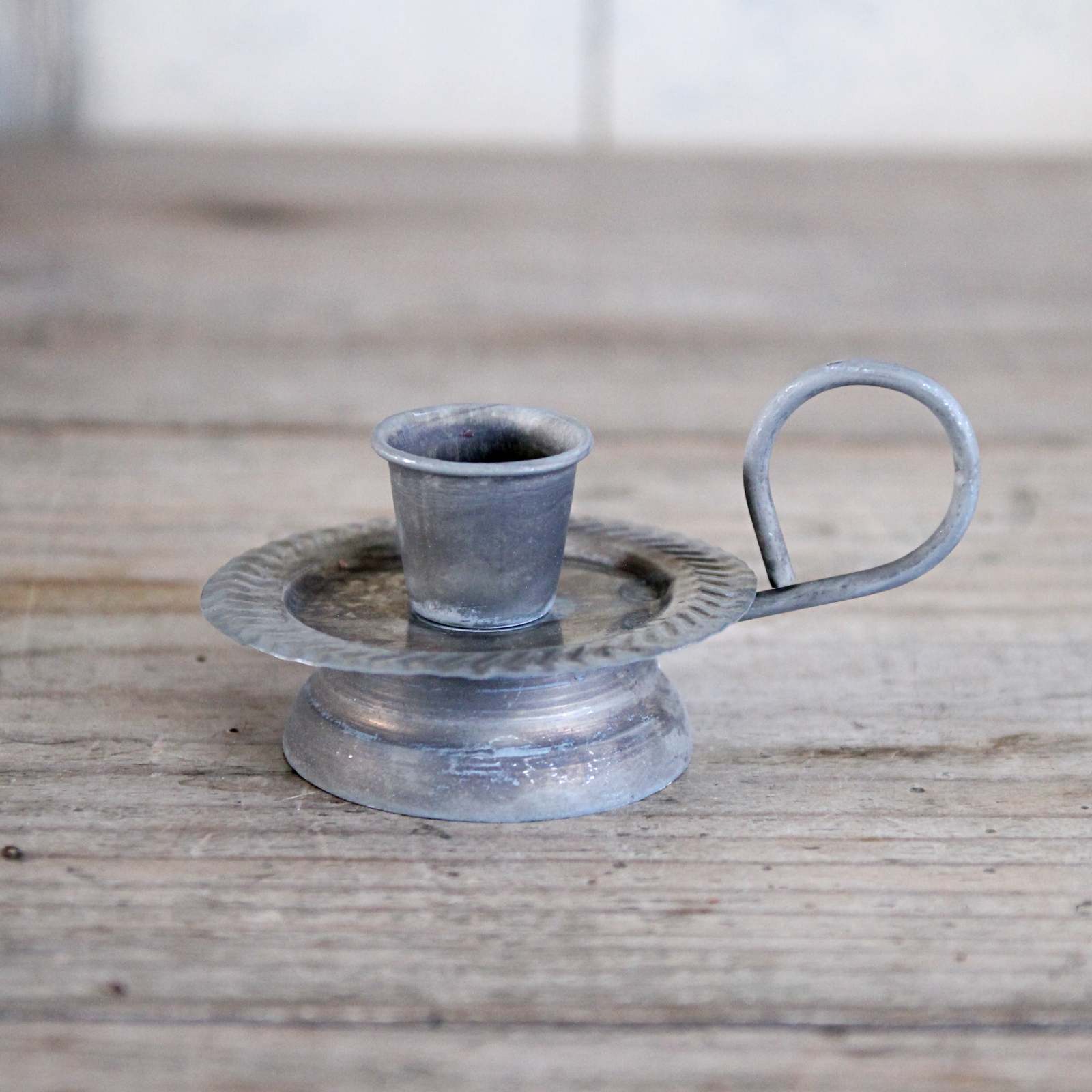 Footed Candle Holder - Antique Zinc