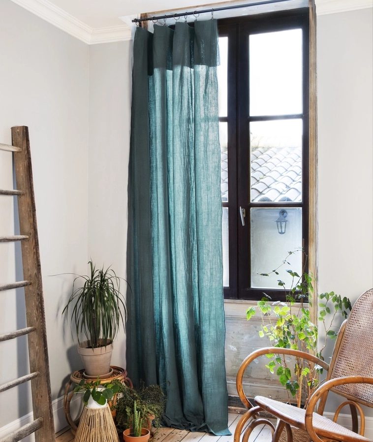 Cotton Gauze Curtain Panel - Teal