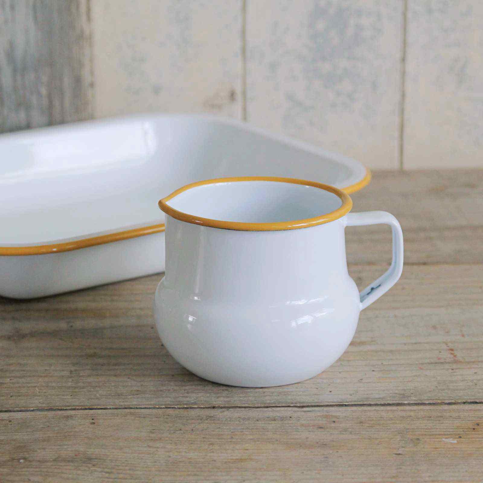 Enamel Jug -  Mustard Rim