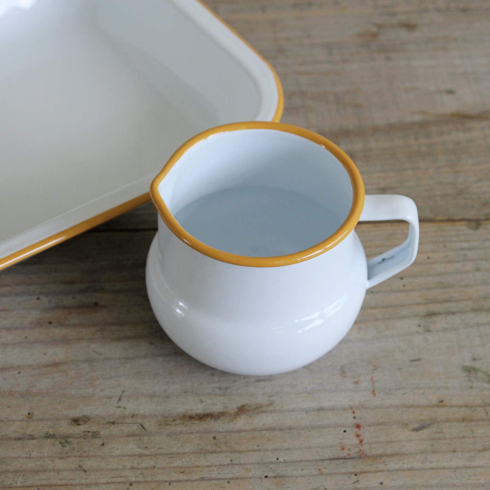 Enamel Jug -  Mustard Rim