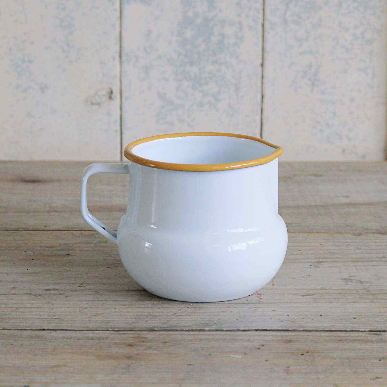 Enamel Jug -  Mustard Rim