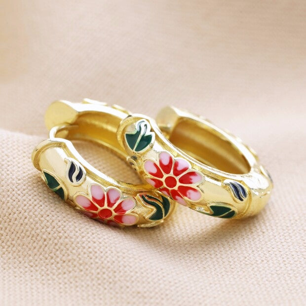 Floral Gold Hoop Earrings