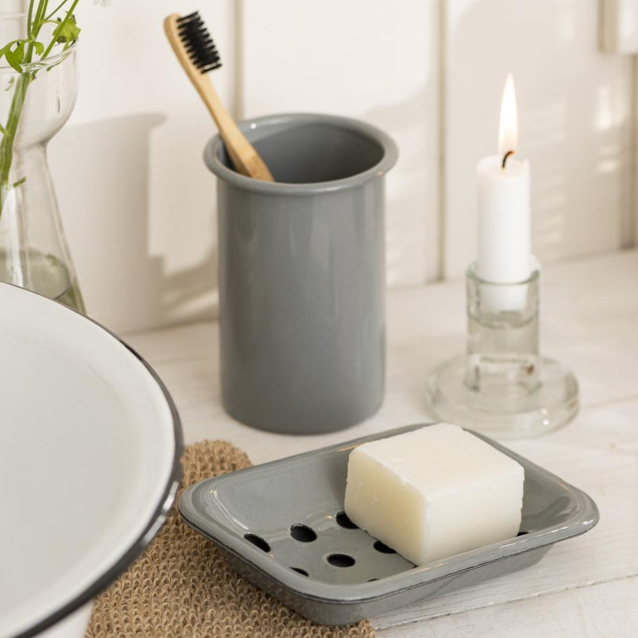 Enamel Toothbrush Holder - Grey