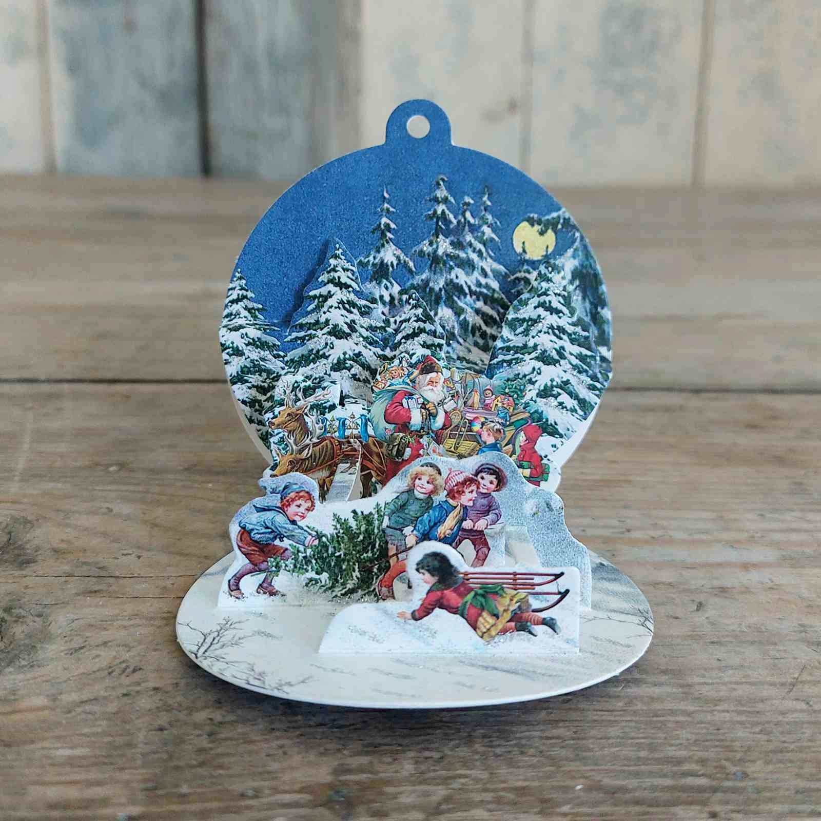 Traditional Pop Up Paper Bauble Santa