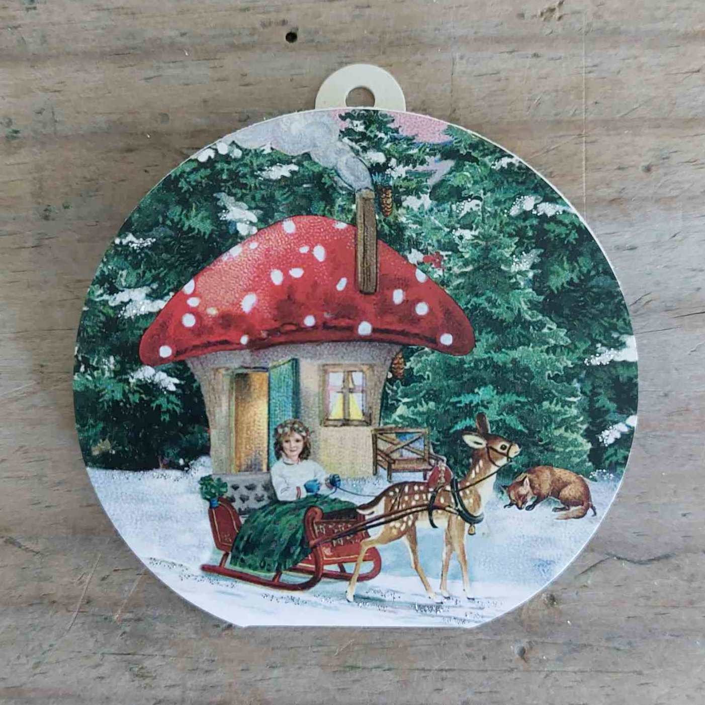 Traditional Vintage Pop Up Paper Bauble Toadstool House