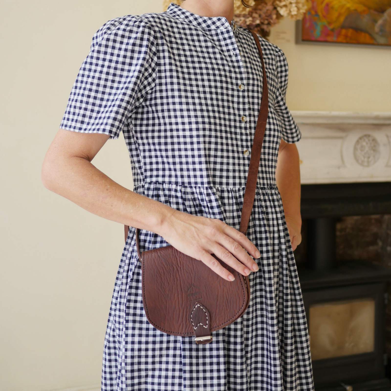 Brown Leather Saddle Bag - Small