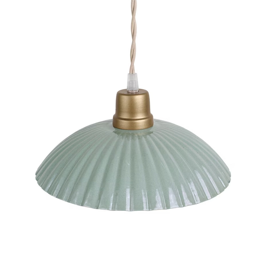 Sage Enamel Scallop Pendant Light - Large