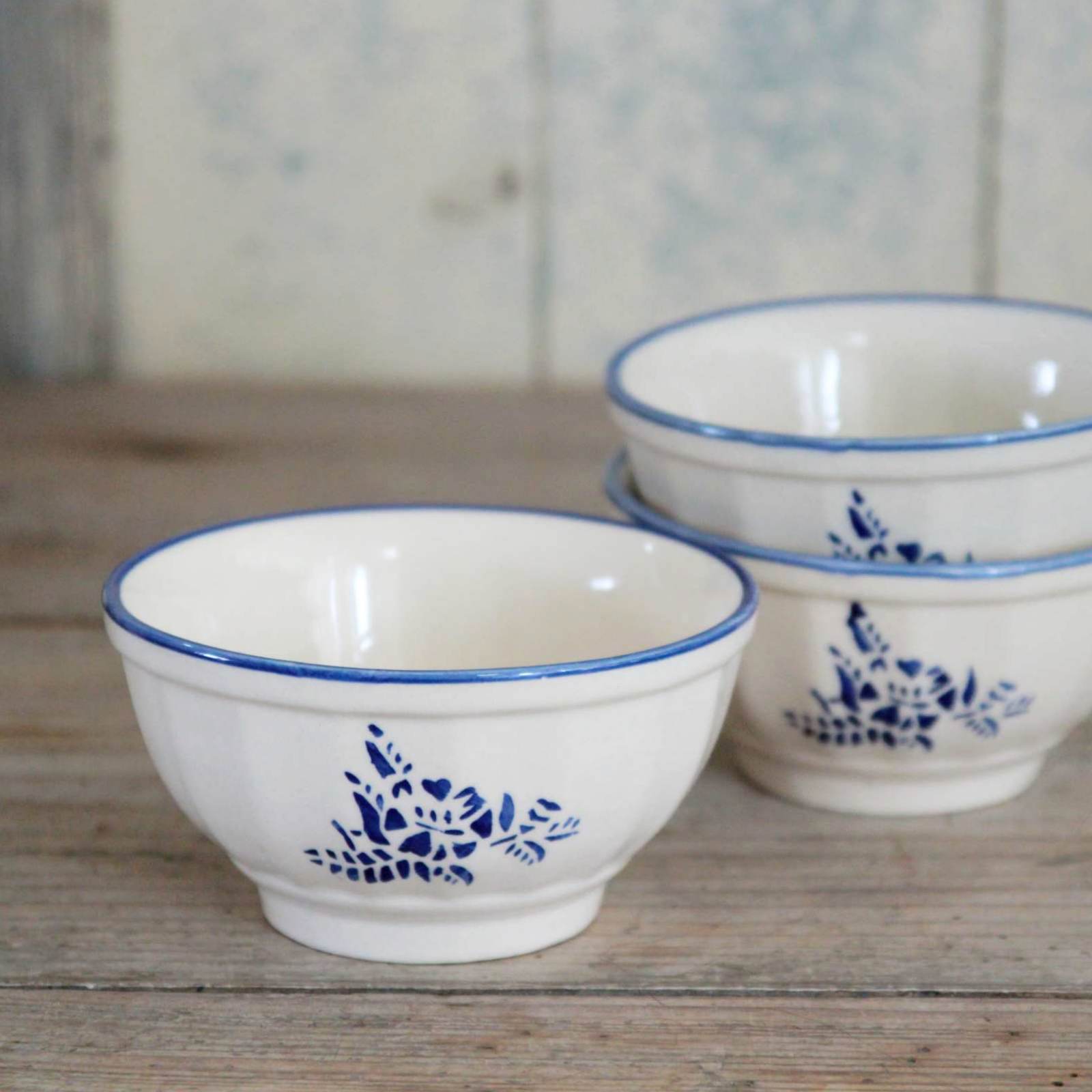 Small Stencil Bowls - Blue Flower